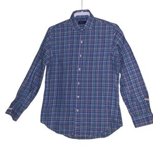 Polo Ralph Lauren Mens Blue Plaid Button Up ‎ Shirt Sz S Long Sleeve Cotton EUC